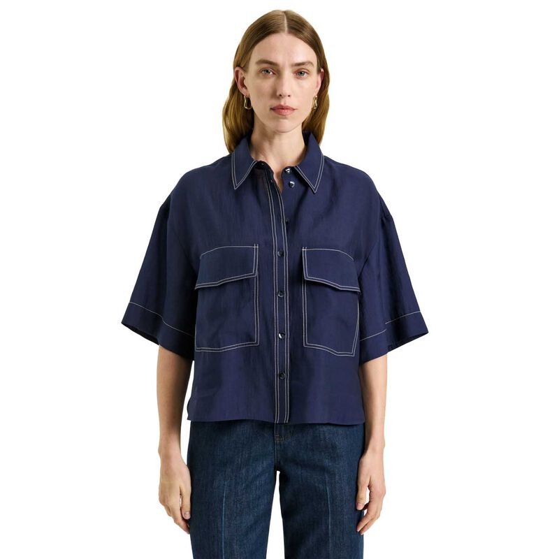 Veronika Maine Washer Tencel Topstitch Shirt image number 4
